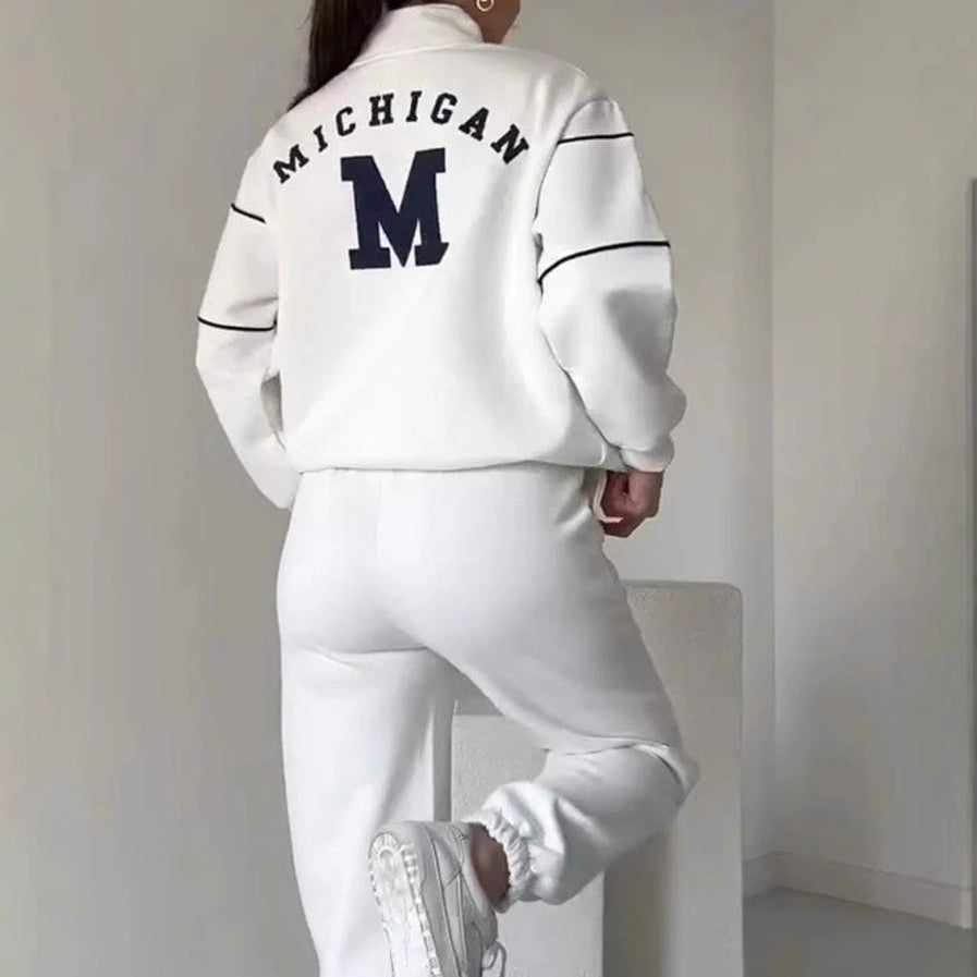 Afslappet sweatshirt 2-delt sæt med linje