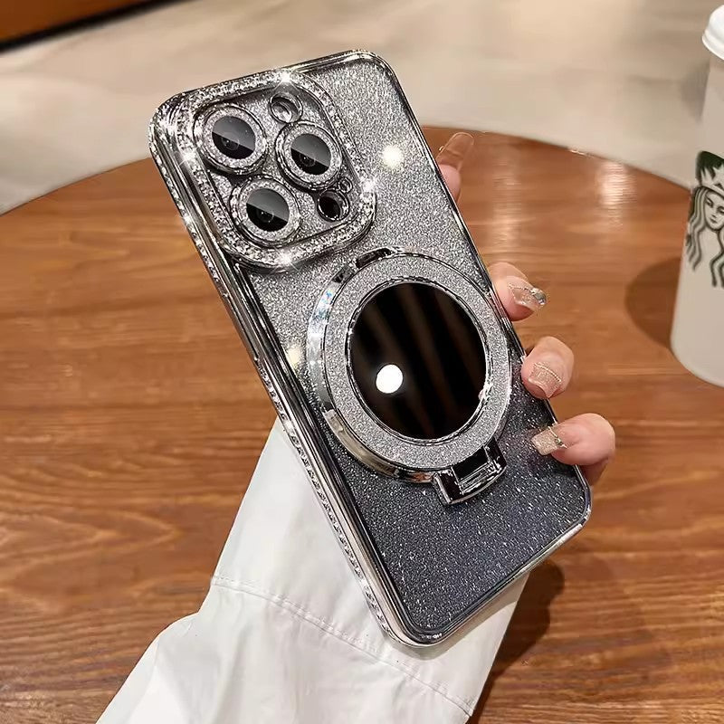 📲✨Gradient Glitter Holder Makeup Mirror Beskyttende etui