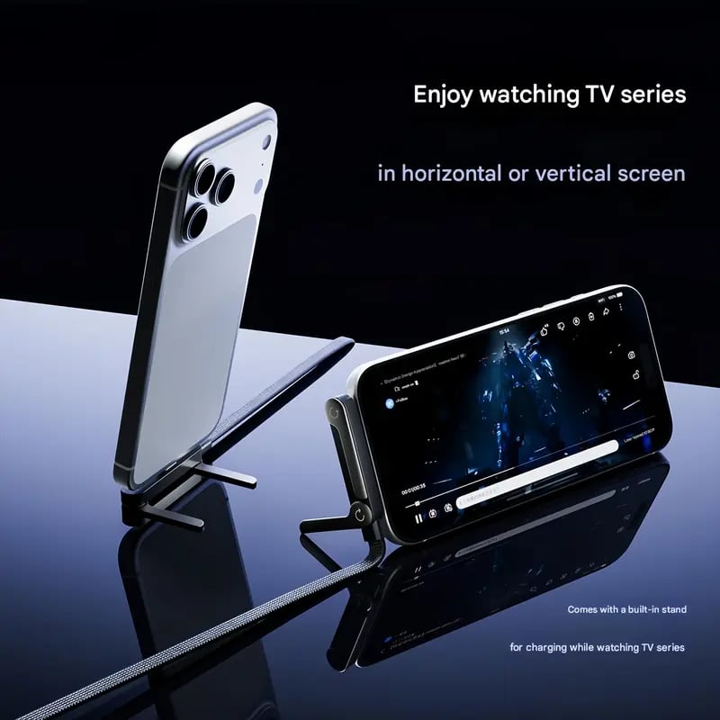 ⚡ כבל מטען עם מעמד מובנה בלתי נראה – 240W מטען מהיר עם מעמד לטלפון