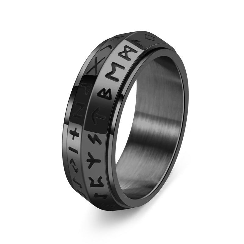 ✨🎅Christmas offers – For a limited time only!⏰Titanium Steel Viking Rune Rotating Ring