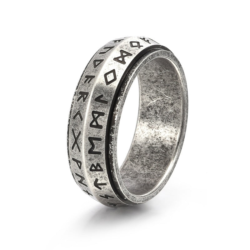 ✨🎅Christmas offers – For a limited time only!⏰Titanium Steel Viking Rune Rotating Ring