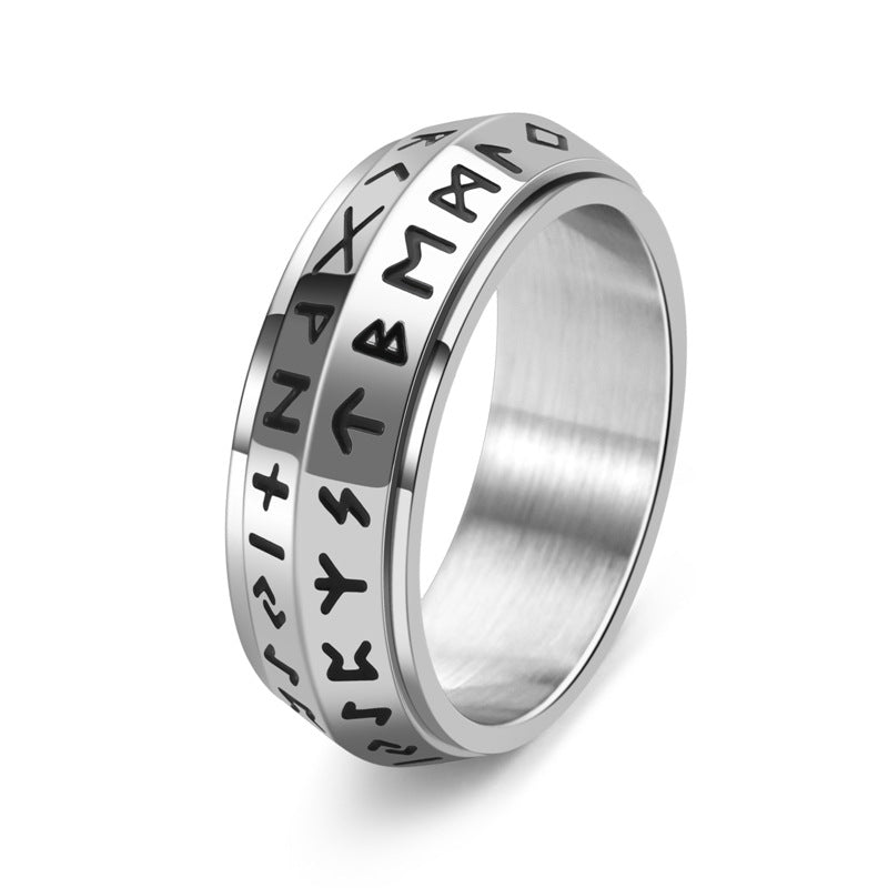 ✨🎅Christmas offers – For a limited time only!⏰Titanium Steel Viking Rune Rotating Ring