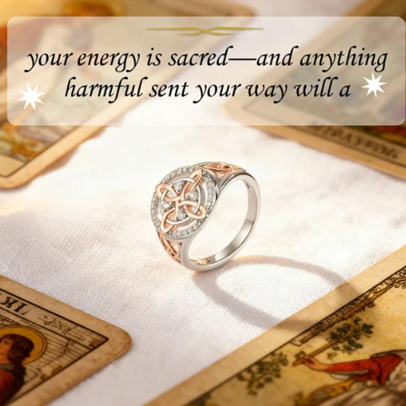 טבעת זירקון עם קשר קלטי אלגנטית בשני גוונים